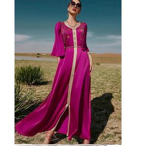 Abaya de Turquie élégante longue robe arabe nouvelles femmes musulmanes arabe caftan islamique Maxi robe à manches longues arabe Jilbab Abaya en gros - Product Image 3