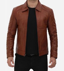 Chaqueta de Invierno de Cuero Genuino para Hombre de Alta Calidad, Transpirable, Resistente al Viento, Manga Larga, Cuello Alto con Cremallera, Ropa Exterior de Alta Visibilidad - Product Image 3