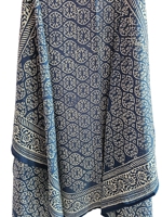 Sarong Pareo 100% coton indigo imprimé à la main pour femmes, 44 pouces x 72 pouces, style floral une pièce