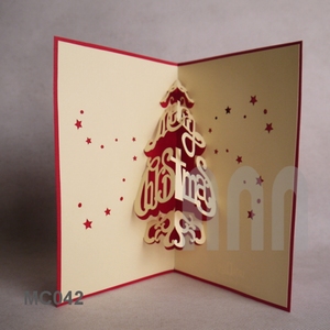 ANN HADICRAFT Custom 3D Laser Cut Japandi Angel Style Multi-color Offset Printed <b>Embossed</b> Paper Christmas Greeting <b>Card</b> Crafts - Product Image 1