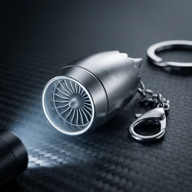 Luxury 3D Zinc Alloy Jet Engine Keychain - Precision Die Casting Miniature Aeroengine Key Ring