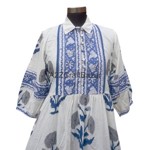 Vestido Midi de Algodón Estampado de Alta Calidad para Mujer, Corte Holgado, Cintura Natural, Estilo Casual de Verano, Diseño Floral Largo con Estampado de Bloques - Product Image 2