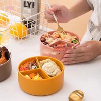 Boîte à lunch en silicone de qualité alimentaire en gros personnalisée, compatible micro-ondes, étanche, isolée, portable, 3 compartiments, sans BPA, écologique