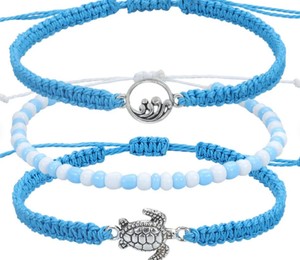 Wax <b>String</b>- Pura Vida Style <b>Bracelet</b> *BLUE WAVE TURTLE* Pack of 3 - Product Image 2