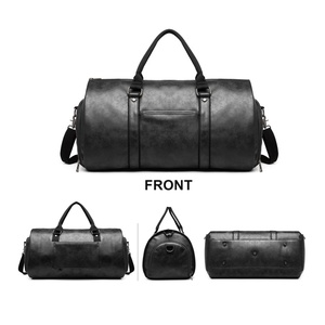 Traje de lona de gimnasio de lujo para hombre con logotipo personalizado Bolsa de ropa de transporte de cuero genuino Accesorio de viaje plegable - Product Image 6