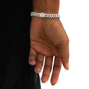 Fine Hip Hop Jewelry 8mm 18K Gold Plated 925 <b>Sterling</b> <b>Silver</b> VVS Moissanite Iced Cuban Link <b>Bracelet</b> Women BUEBELLA JEWELS - Product Image 3