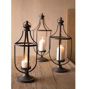 2025 High Quality 3-Lantern Pedestal Set French Country Home Craft Metal <b>Candle</b> <b>Holders</b> for Restaurant Wedding for Christmas - Product Image 1