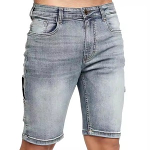 Pantalones cortos de mezclilla lavados con ácido de alta calidad para hombre, ropa de calle bordada personalizada, botón transpirable, ajuste relajado - Product Image 6