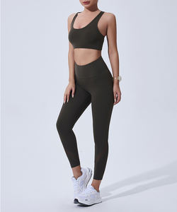 Ensemble de yoga et d'entraînement personnalisé, vêtements de sport pour femmes, pantalon de yoga nu à taille haute pour les hanches, sous-vêtements, soutien-gorge pour l'exercice et la course - Product Image 4