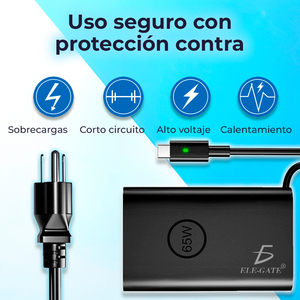 Cargador de Laptop Tipo-C de Aleación de Aluminio de 65W 20V 3.25A Compatible con Dell Precision para EU/US/UK PD para Auriculares Industriales - Product Image 5