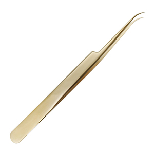 Pince à épiler incurvée de vente chaude Pince à épiler à pointe de 30 degrés Volume Pince à épiler d'extension de cils dorés - Product Image 1