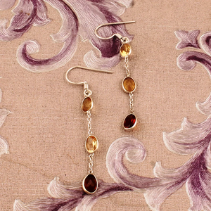 ชุดขอบโกเมนสีแดงรูปวงรีสามชิ้นทำด้วยมือ925เงินสเตอร์ลิงต่างหูแบบยาวสำหรับผู้หญิงและเด็กผู้หญิง - Product Image 5