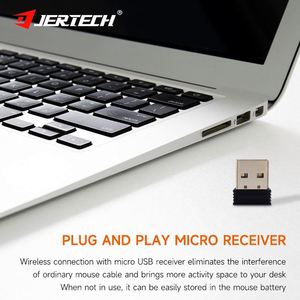 JERTECH W300 seyahat Pc ergonomik alüminyum çift 2.4ghz WIFI sessiz BT şarj edilebilir dizüstü kablosuz fare - Product Image 6
