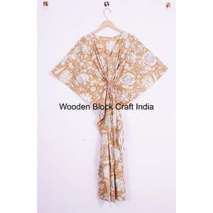 Vestido Kaftán Bohemio de Punto con Cuello en V y Encaje, 100% Algodón, para Mujer, Transpirable, Talla Maternidad, Ropa de Dormir de Verano y Regalo - Product Image 1