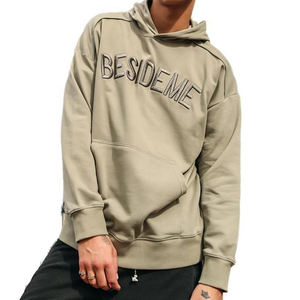 Vente en gros oem logo broderie personnalisée couleur unie sweat à capuche en polyester promotionnel unisexe pas cher pour hommes - Product Image 1