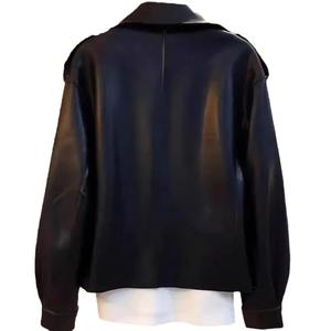 2024 Vintage café couleur haut de gamme peau de mouton cuir moto veste coupe ample respirant tricoté conception laine imperméable - Product Image 5