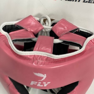 Casque ouvert réglable en cuir FLY rose et blanc, toutes couleurs et tailles disponibles, pour l'entraînement au kickboxing, au Muay Thai et au MMA - Product Image 5