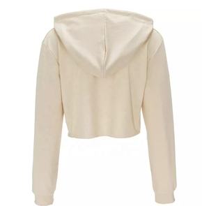 Sweat-shirt à capuche court en coton/fibre de bambou pour femme, vêtement d'hiver respirant, vente en gros, doublure avant avec badge - Product Image 3