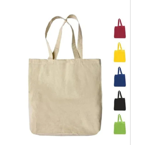 Bolso de lona reutilizable de alta calidad con logotipo personalizado impreso para mujer, bolso de lona de compras de algodón natural liso - Product Image 3