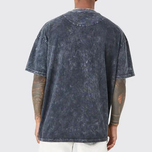 T-Shirt Homme Vintage en Coton Délavé à l'Acide Oversize Baggy Streetwear Top Manches Courtes Boxy Fit Unisexe Tops Plus Size Respirant - Product Image 2