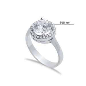 แหวนคลัสเตอร์หิน CZ ทรงกลมงานฝีมือตุรกีขายส่งเครื่องประดับเงินแท้ 925 - Product Image 2