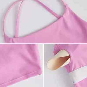 Ensemble yoga fitness 2 pièces sans couture de couleur unie personnalisé vêtements de sport extensibles de marque privée pour femmes - Product Image 3