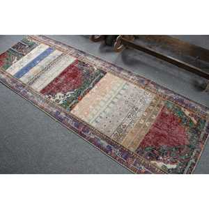 Tapis de couloir vintage 2,7 x 7,7 pieds, tapis bleu turc uni - Product Image 4