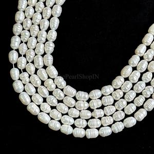 Genuine White Freshwater Potato Baroque <b>Pearl</b> Beads 9x7-10x8mm Natural <b>Loose</b> White <b>Pearls</b> 15 Inch Strand for Jewelry Making - Product Image 1