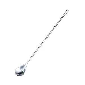 Agitateur à cocktail en acier inoxydable poli avec longue poignée torsadée réutilisable et portable pour le mélange de cocktails de fête - Product Image 1