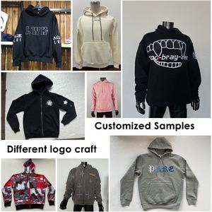 Sweat à capuche à épaules tombantes 100% coton avec motif uni pour l'hiver pour hommes - Product Image 3