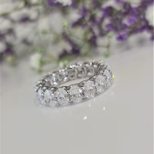 แหวนแต่งงานเพชรแล็บทรงรี 6 กะรัต คุณภาพ VS สี EF ชุบทองคำขาว 14K ดีไซน์ทันสมัยสำหรับผู้หญิง - Product Image 4