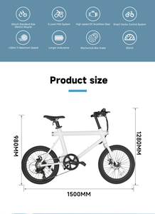 Bicicletta Elettrica Pieghevole con Ruote da 20 Pollici, E-Bike Urbana con Motore Posteriore da 250W, Display LCD, Controllo di Crociera, Produzione OEM - Product Image 5