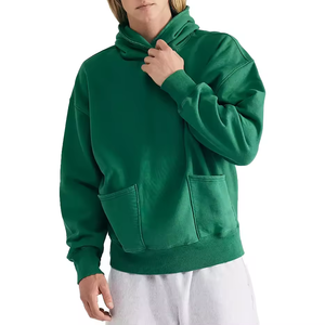 Sweats à capuche surdimensionnés pour hommes avec poche cargo Boxy Drop shoulder blank Hoodie 300-500gsm pulls à capuche pour hommes - Product Image 3