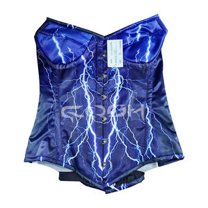 Corsé Sublimado Azul con Estampado de Rayo Eléctrico, Corsé de Satén con Varillas de Acero Reforzadas, Top Corsé para Halloween - Product Image 5