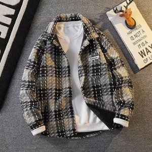 เสื้อแจ็คเก็ตผ้าสักหลาดลายสก็อตลำลองสำหรับผู้ชายเสื้อโค้ทกีฬาความยาวปกติสไตล์แฟชั่นใหม่ฤดูใบไม้ร่วงฤดูหนาว - Product Image 5