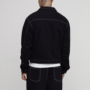 Veste en jean longue 100% coton décontractée d'hiver de haute qualité pour hommes avec coutures contrastées Logo personnalisé doublure en laine respirante - Product Image 4