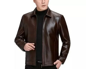 Chaqueta con Capucha de Cuero Gamuzado para Hombre con Diseño de Logotipo Frontal Personalizado, Perfecta para un Estilo Casual de Negocios Contemporáneo - Product Image 2