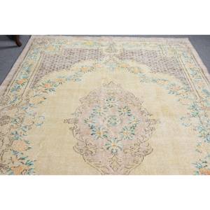 Alfombra turca clásica Vintage de 6,2x9,3 pies, respaldo de látex de lana Beige, Patchwork Rectangular para sala de estar, pasillo, felpa de 10mm - Product Image 4