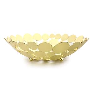Bol de service en métal doré de qualité créative bol de rangement en métal doré rond moderne centre de table prix de gros bol - Product Image 1