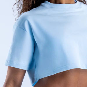 Proveedor de camisetas de mujer con etiqueta privada de impresión personalizada, ropa deportiva de fitness sostenible transpirable y camiseta de entrenamiento de gimnasia para mujer - Product Image 5