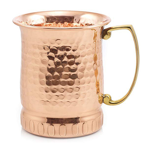 Taza de cobre puro con diseño de hoja en relieve, tazón de Metal puro con mango - Product Image 6