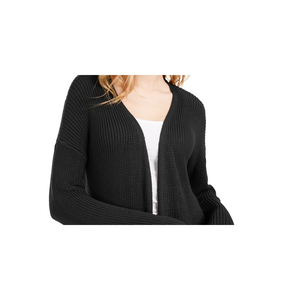 Cardigan Lungo Nero Casual da Ragazza Hippie Rose con Ricamo Floreale e Dettagli a Bottoni, Taglia XS per la Stagione Autunnale - Product Image 2