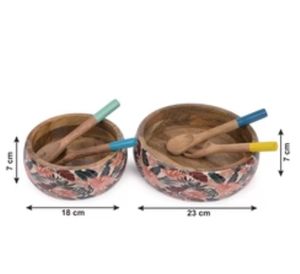 ชุดชามสลัดที่สง่างามชามไม้มะม่วงขนาดใหญ่พร้อมที่คีบสลัดพาสต้าผลไม้ที่เข้ากันเซิร์ฟเวอร์สลัด - Product Image 3