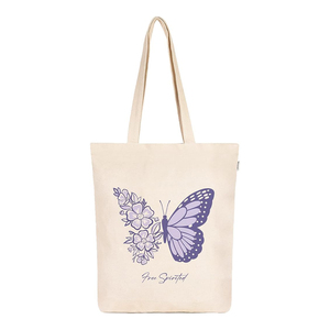 Sac de shopping en coton imprimé Sac fourre-tout en toile imprimé papillon Sac personnalisé en coton avec logo imprimé personnalisé - Product Image 1