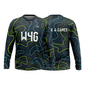 T-shirts de sport pour hommes, col rond, respirants, à séchage rapide, compression, jersey d'entraînement, imprimé, coupe ajustée, haut actif pour la salle de sport - Product Image 3