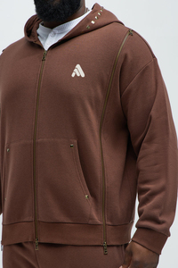 Sweat-shirt unisexe de haute qualité, chaud, 345g, lourd, ample, couleur unie, avec fermeture éclair, fabriqué par Antique Fashion - Product Image 3