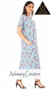 Stylish Cotton Fabric Printed Women's <b>Dress</b> Short Sleeved Free Flowing Design Midi Length Comfortable Daily Wear - Product Image 5