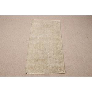 พรมตุรกีขนาด 1.6x3.2 ฟุต พรมขนาดเล็กสไตล์วินเทจ พรมขนสัตว์ลายดอกไม้สีเบจขาว - Product Image 1