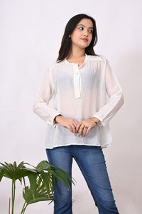 Women's Custom Lightweight Satin Cotton <b>Long</b> Sleeve Shirt Excellent Quality Casual Print <b>Top</b> for <b>Summer</b> Lace Decoration - Product Image 2