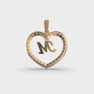 Forme de coeur M conception personnalisée argent amour Alphabet pendentif avec Moissanite nouvelle vente en gros sans chaîne collier - Product Image 4
